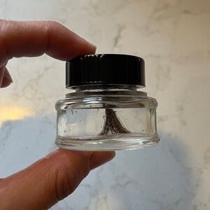 Vintage Rubber Cement Clear Glass Vessel with Black Brush Cap